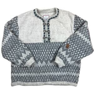 Vintage Score Norway Wool Sweateri Scandinavia Pullover Pewter Clasps Men M/L